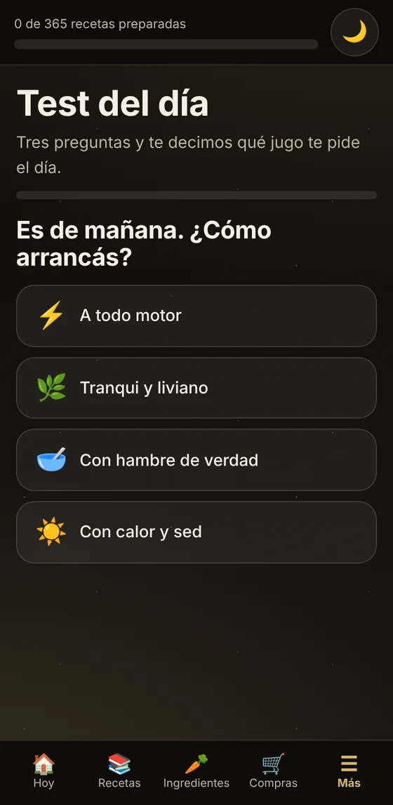 App: test del día con tres preguntas